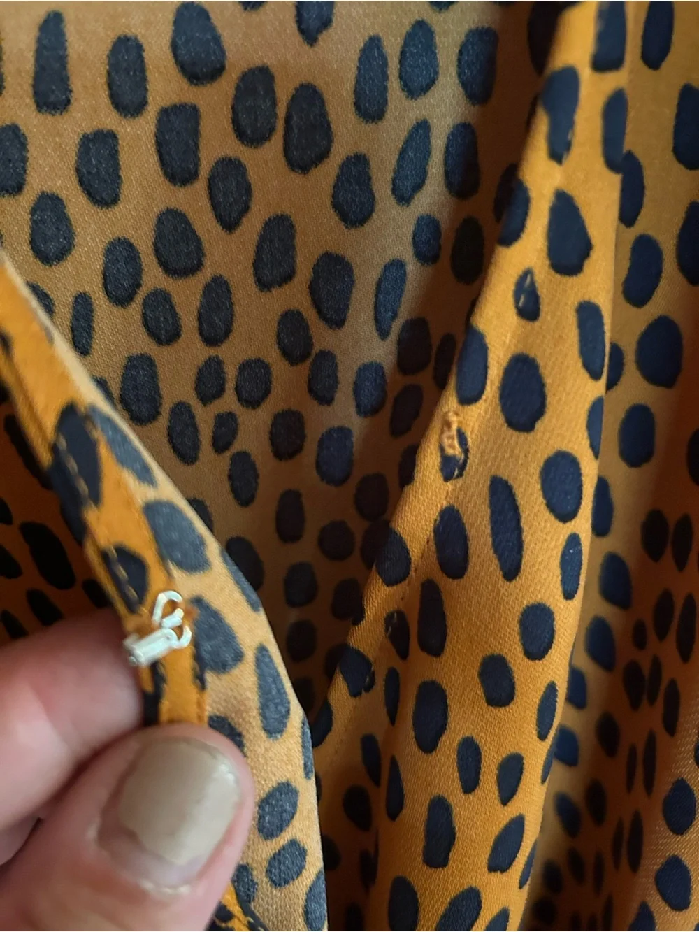 J. Crew Mustard Dress with Black Spot Print